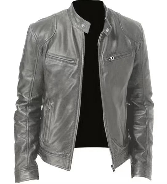 Biker Casual Zipper Leather-Look Jacket
