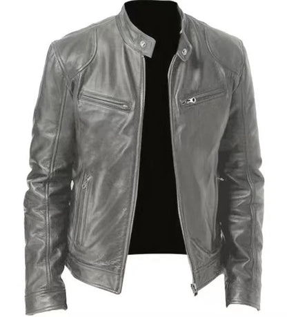 Biker Casual Zipper Leather-Look Jacket