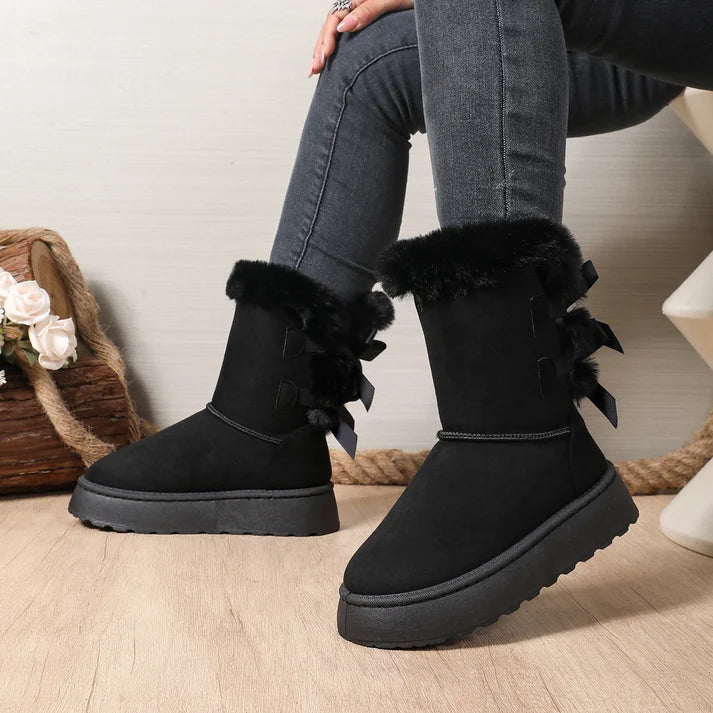Women's Bow Detail Fleece-Lined Platform Boots