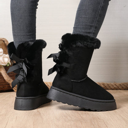 Women's Bow Detail Fleece-Lined Platform Boots