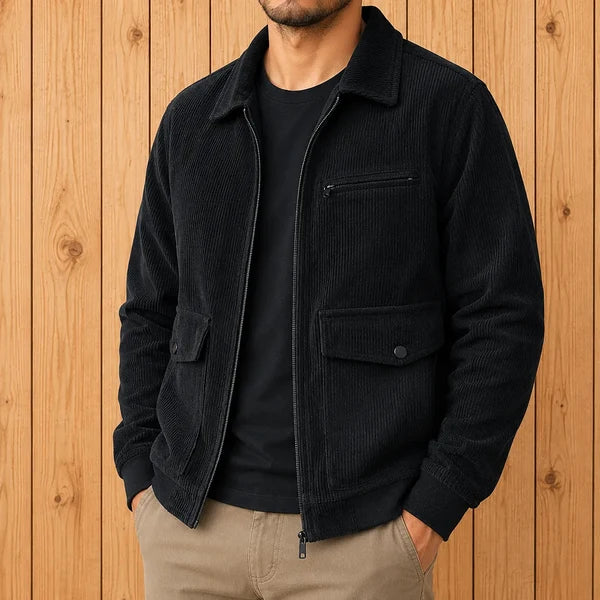 Men's Textured Zip-Up Casual Jacket