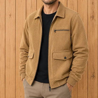 Men's Textured Zip-Up Casual Jacket