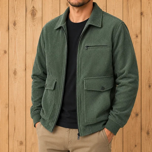 Men's Textured Zip-Up Casual Jacket