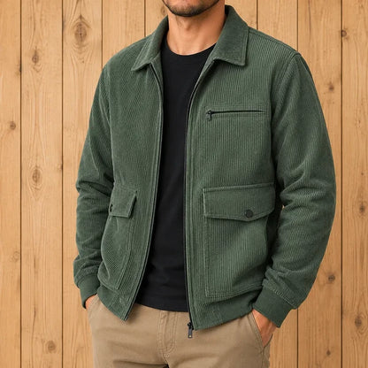 Men's Textured Zip-Up Casual Jacket