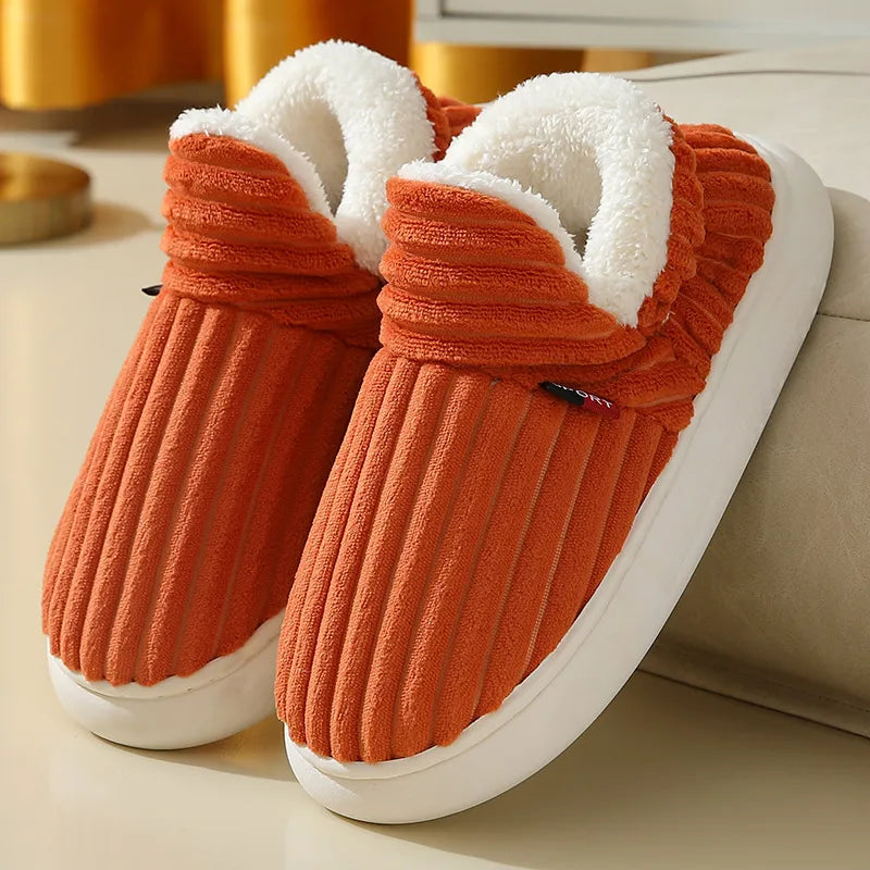 Cosy Ribbed Plush Slippers