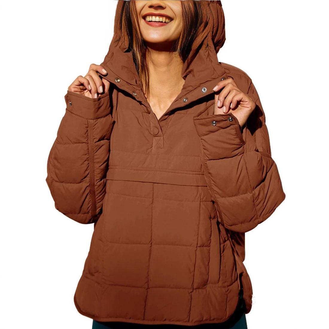 Women's Quilted Hooded Pullover Jacket