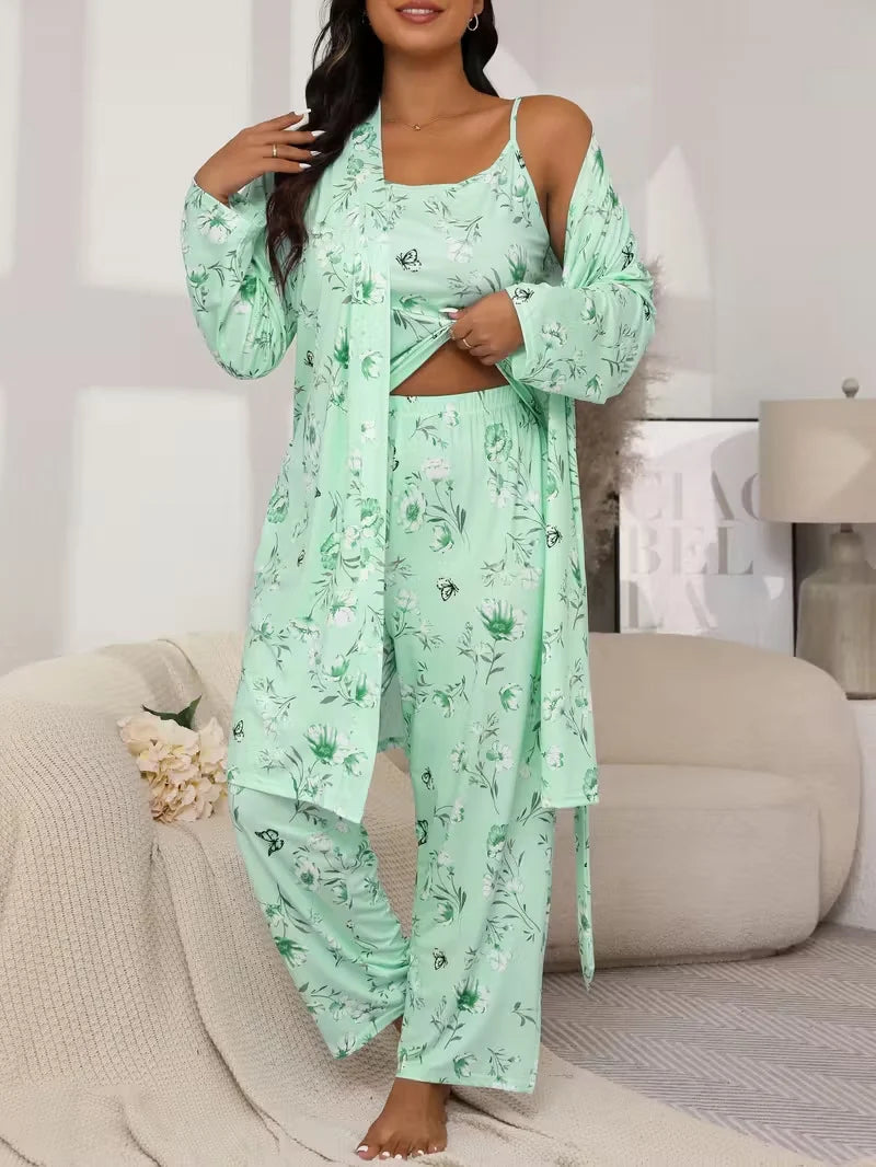 Women's Cherry Print Three-Piece Lounge Set