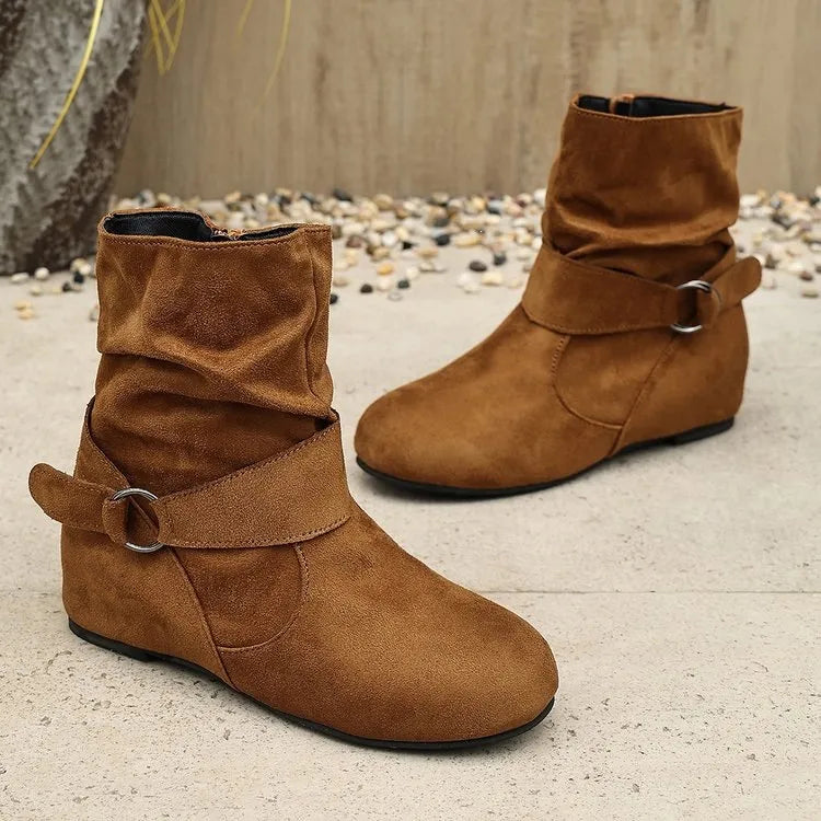Women's Buckle Side-Zip Ankle Boots