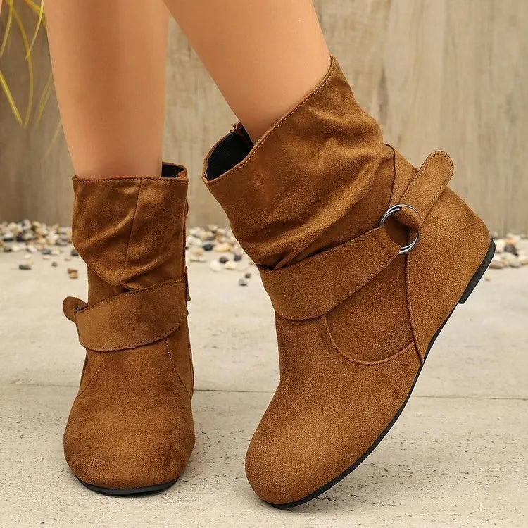 Women's Buckle Side-Zip Ankle Boots