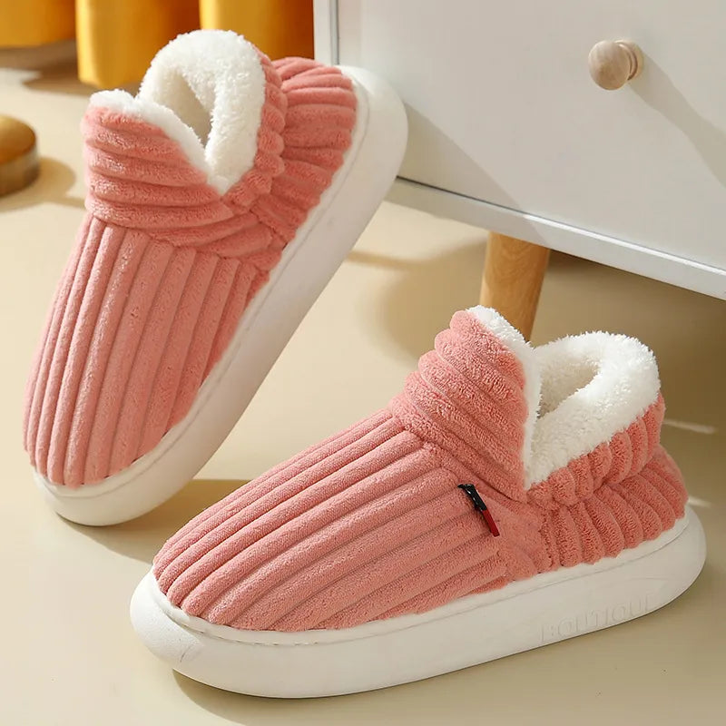 Cosy Ribbed Plush Slippers