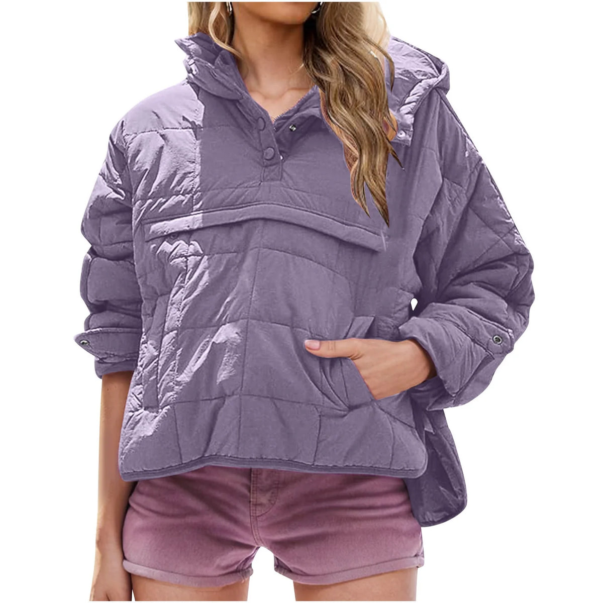 Women's Quilted Hooded Pullover Jacket
