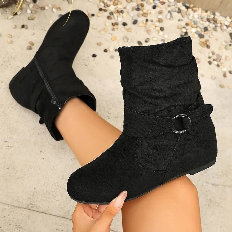 Women's Buckle Side-Zip Ankle Boots