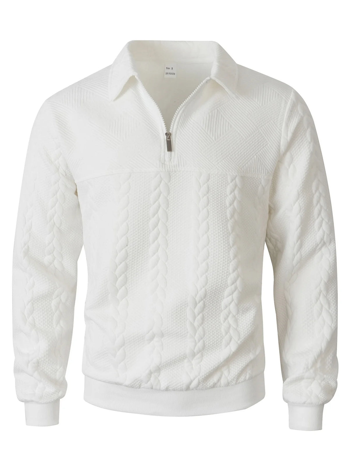 Men's Cable Texture Zip Collar Jumper