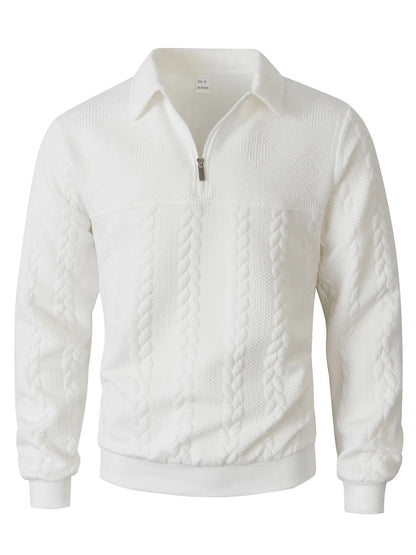 Men's Cable Texture Zip Collar Jumper
