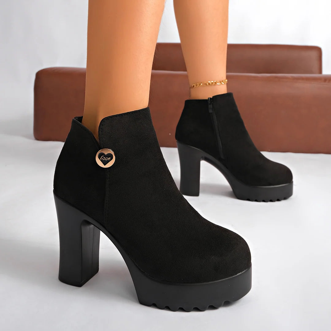 Women's Elegant Platform Heeled Ankle Boots