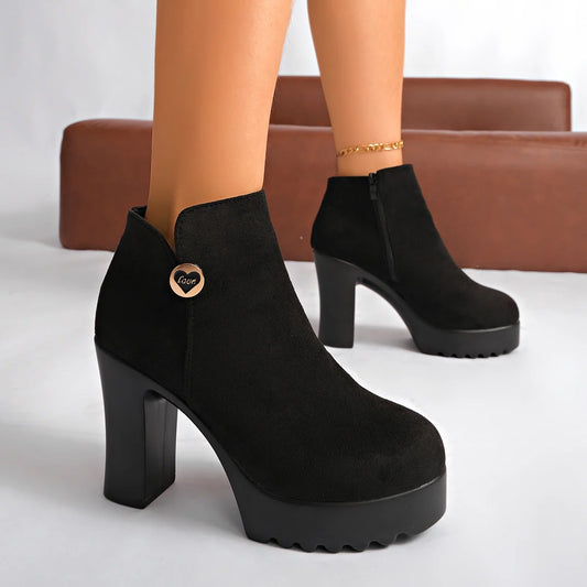 Women's Elegant Platform Heeled Ankle Boots