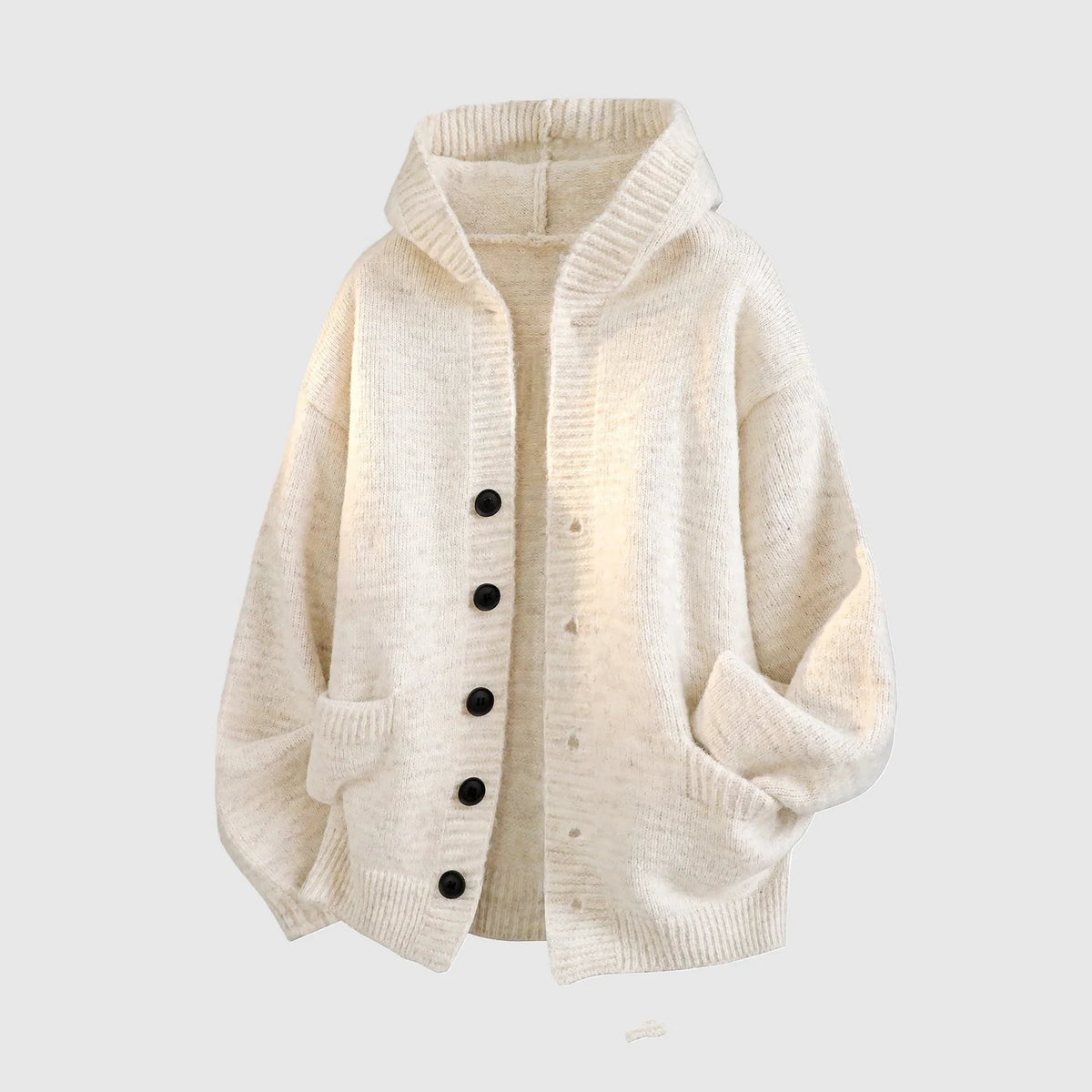 Unisex Textured Hooded Knit Cardigan
