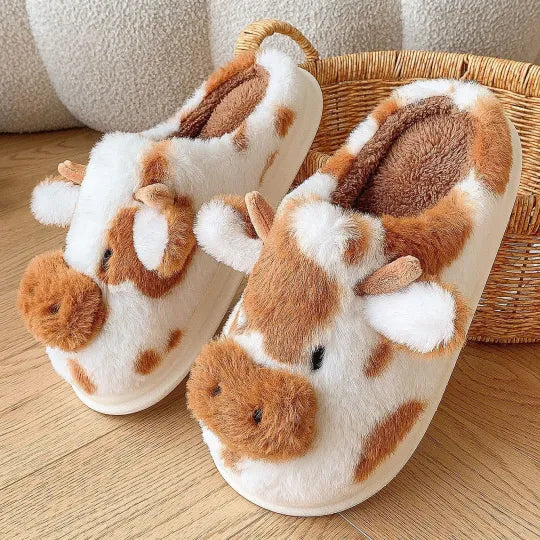 Women's Cosy Cow Slip-On Slippers