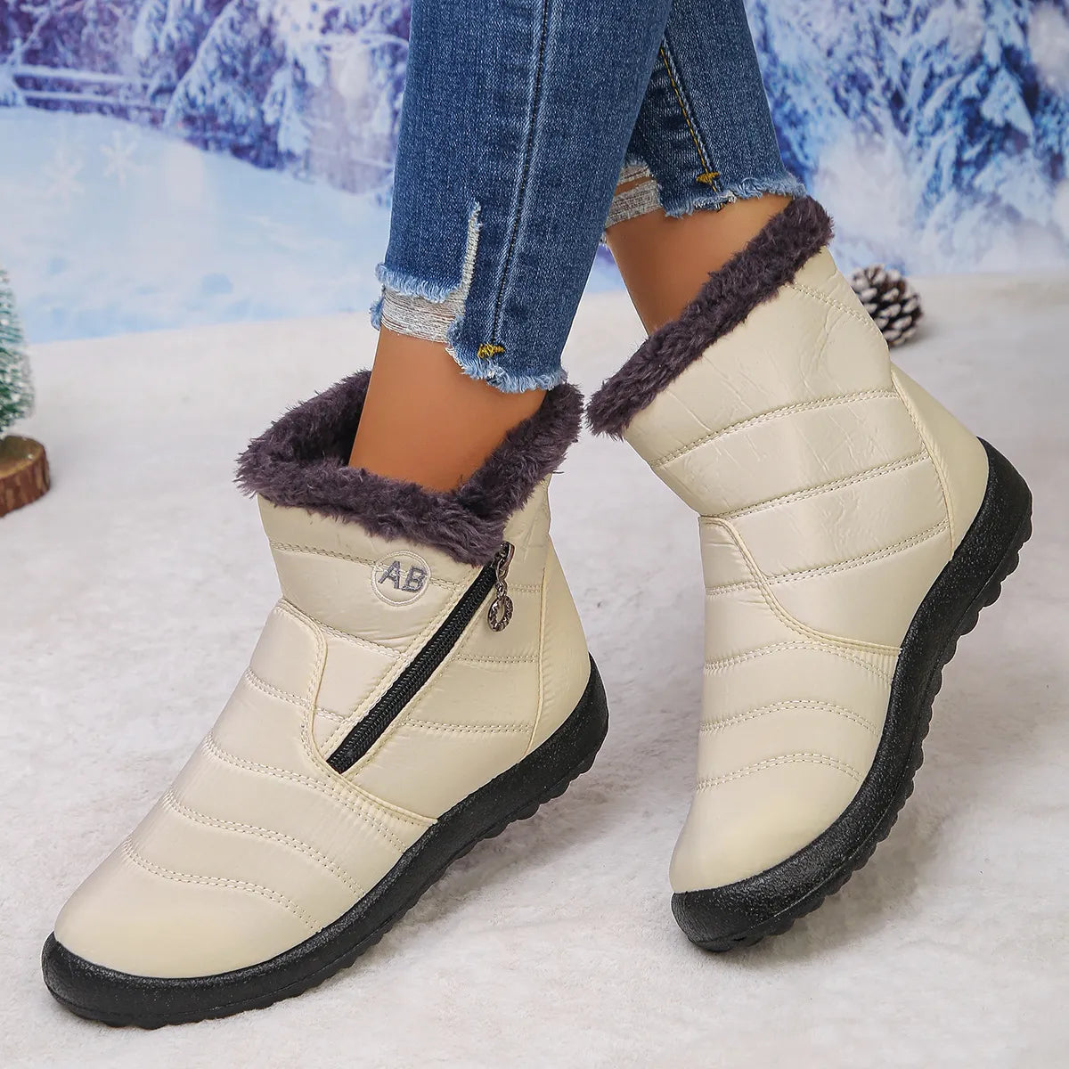 Women's Fuzzy Lined Slip-On Winter Boots