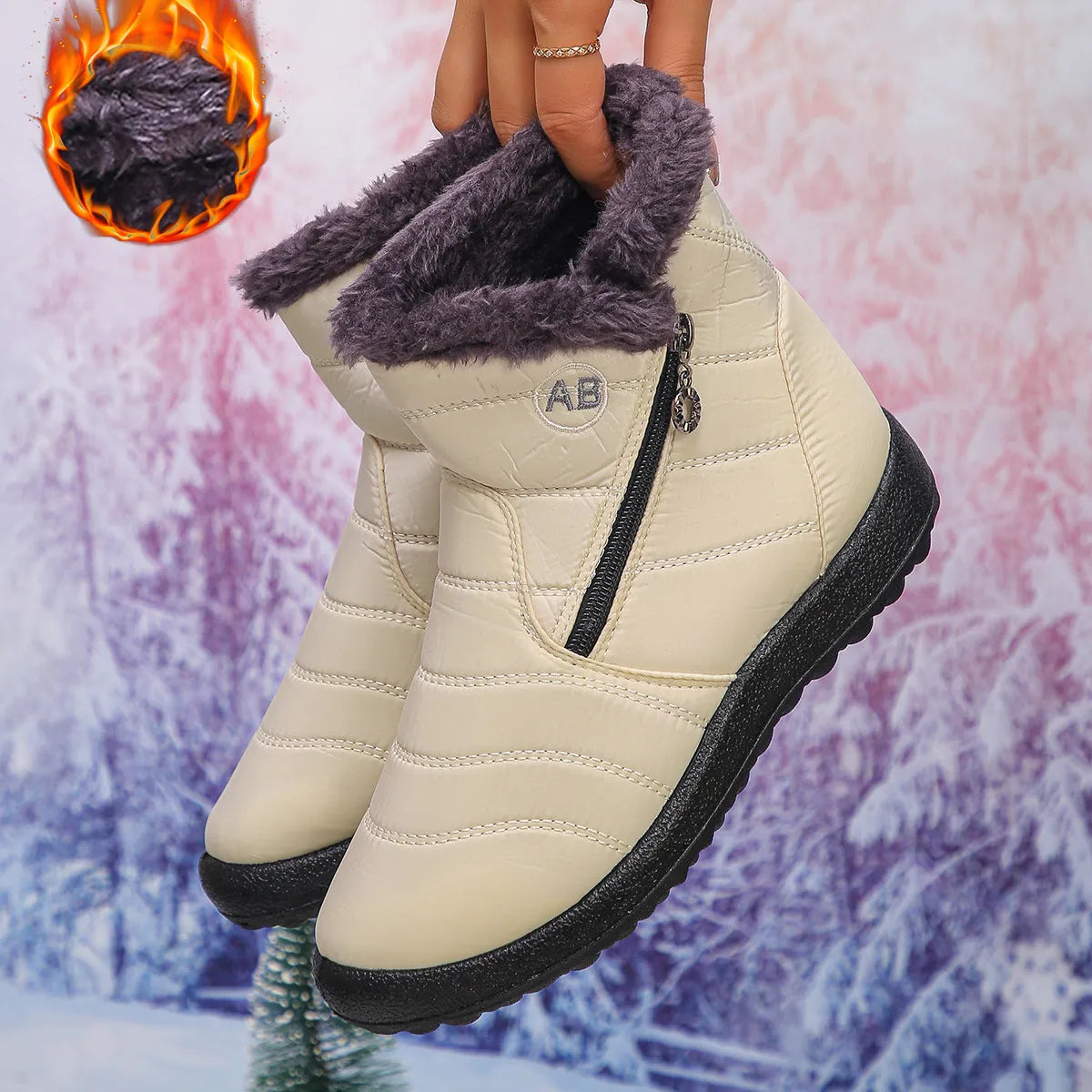 Women's Fuzzy Lined Slip-On Winter Boots