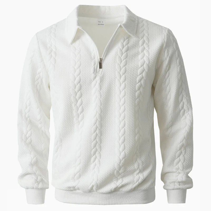 Men's Cable Texture Zip Collar Jumper