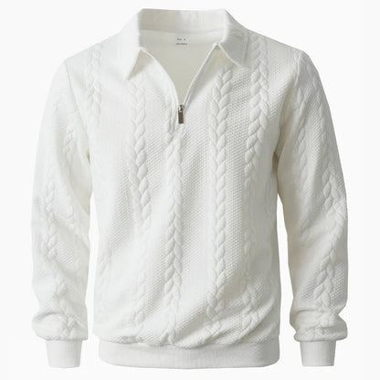 Men's Cable Texture Zip Collar Jumper
