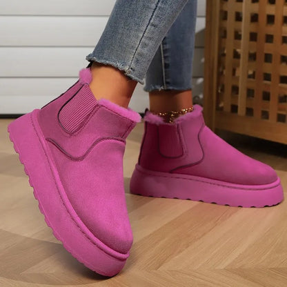 Women's Fuzzy Collar Slip-On Ankle Boots