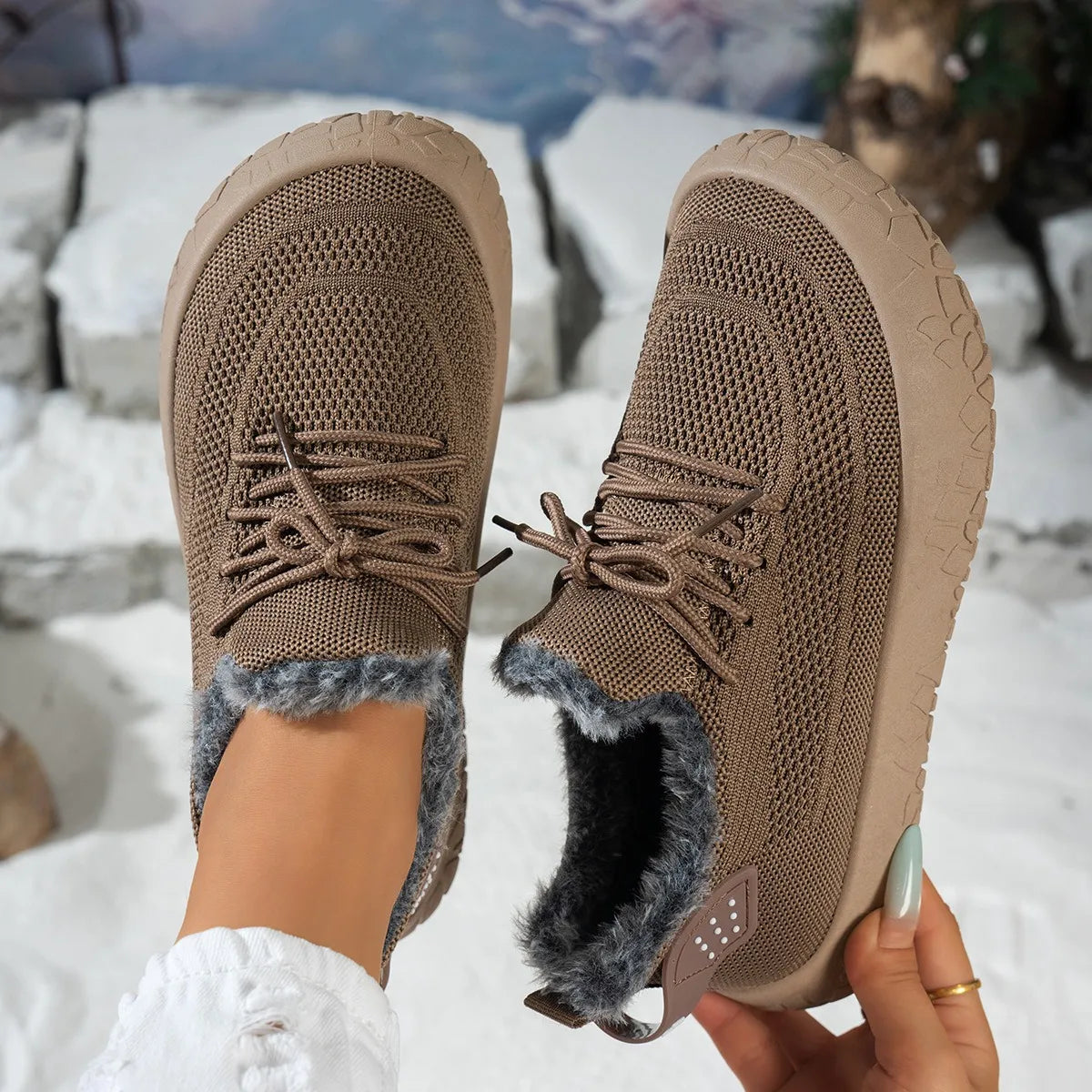 Women's Cosy Knit Fleece-Lined Trainers