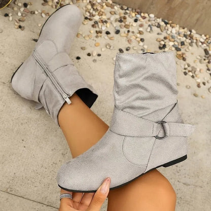 Women's Buckle Side-Zip Ankle Boots