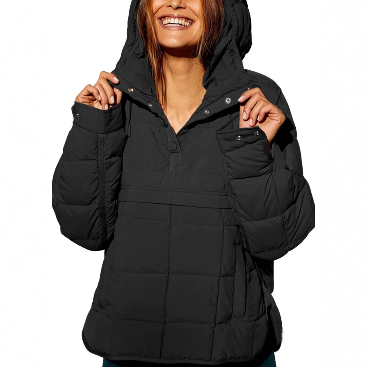 Women's Quilted Hooded Pullover Jacket