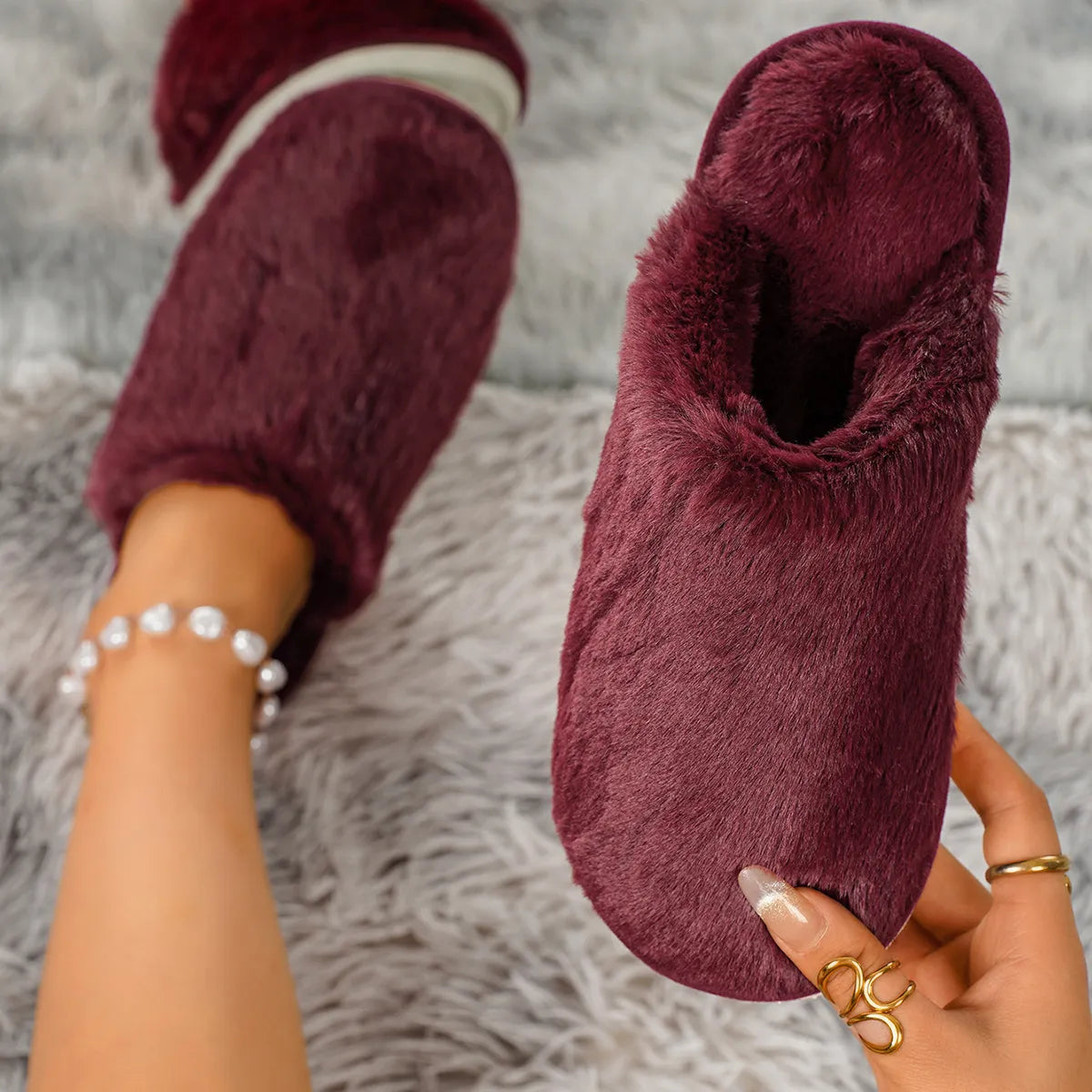Women's Plush Slip-On House Slippers