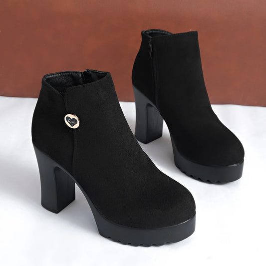 Women's Elegant Platform Heeled Ankle Boots