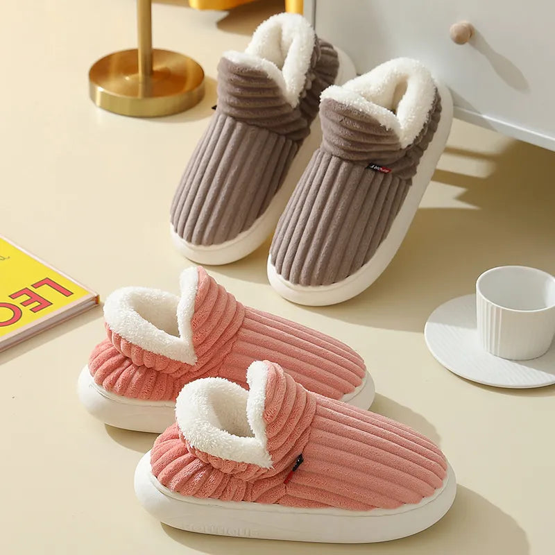 Cosy Ribbed Plush Slippers