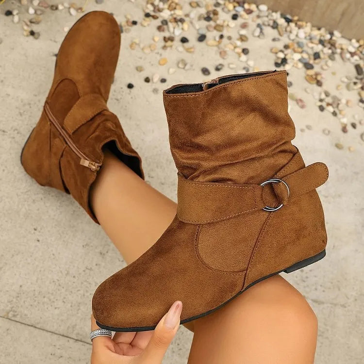 Women's Buckle Side-Zip Ankle Boots
