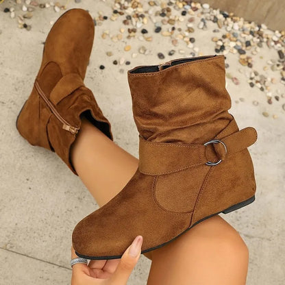 Women's Buckle Side-Zip Ankle Boots