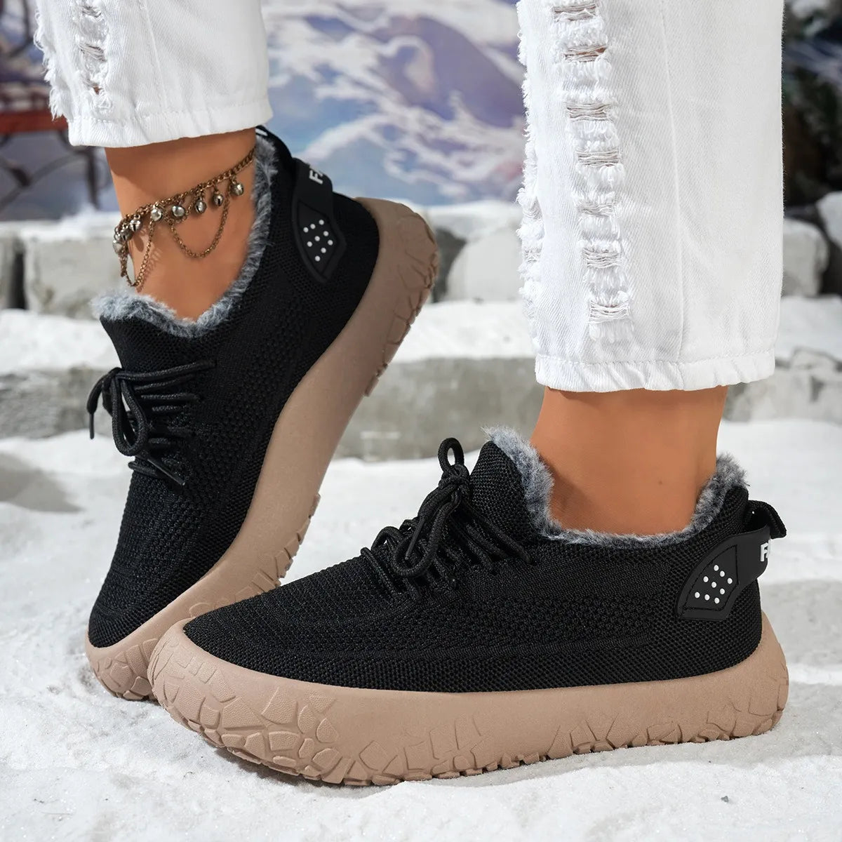 Women's Cosy Knit Fleece-Lined Trainers