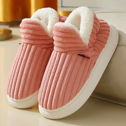 Cosy Ribbed Plush Slippers