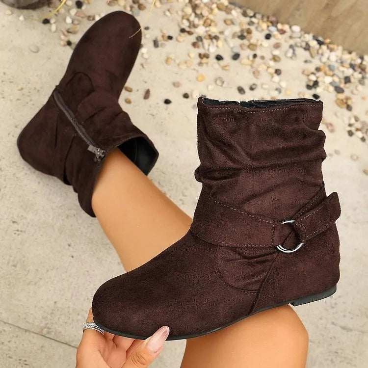 Women's Buckle Side-Zip Ankle Boots