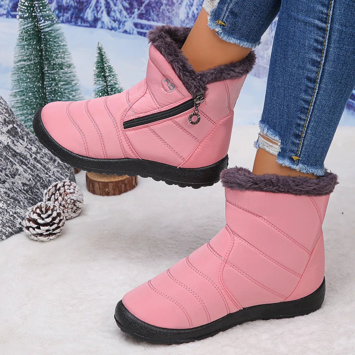 Women's Fuzzy Lined Slip-On Winter Boots