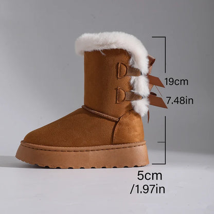 Women's Bow Detail Fleece-Lined Platform Boots