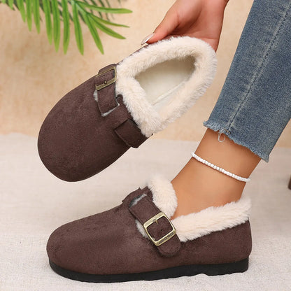 Women's Cosy Faux Fur Buckle Slip-On Shoes