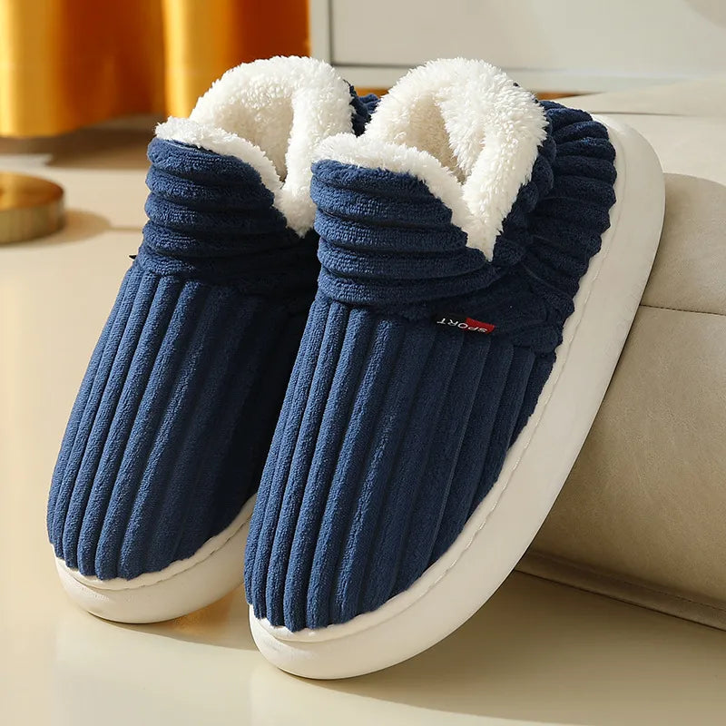 Cosy Ribbed Plush Slippers