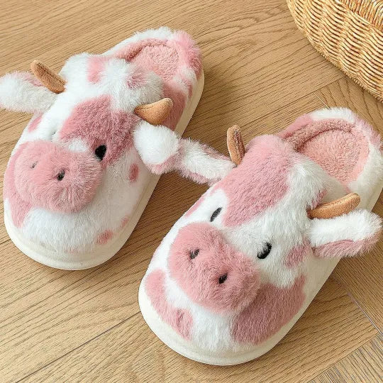 Women's Cosy Cow Slip-On Slippers