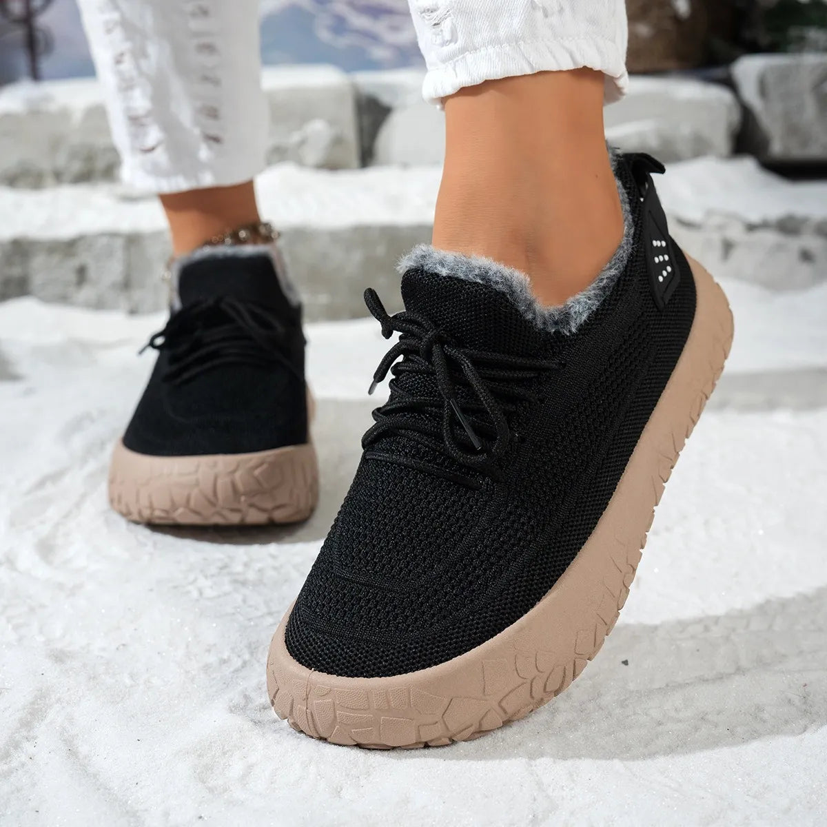 Women's Cosy Knit Fleece-Lined Trainers