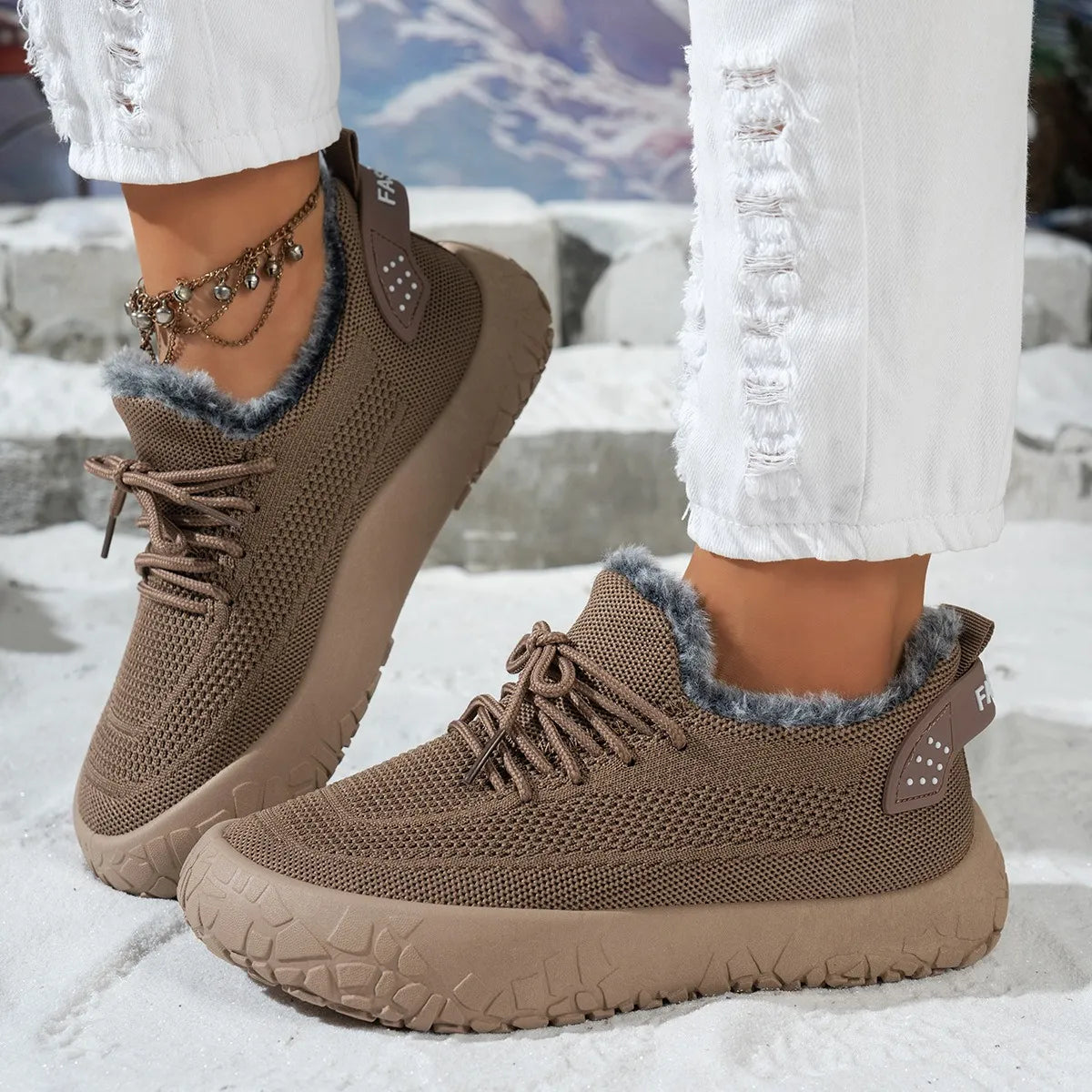 Women's Cosy Knit Fleece-Lined Trainers
