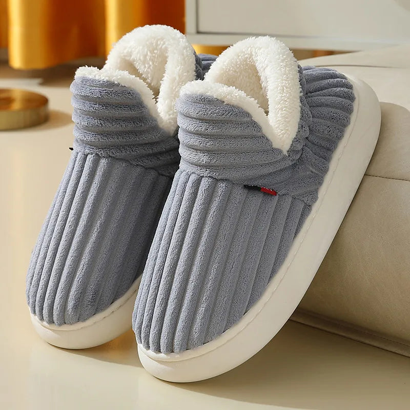 Cosy Ribbed Plush Slippers