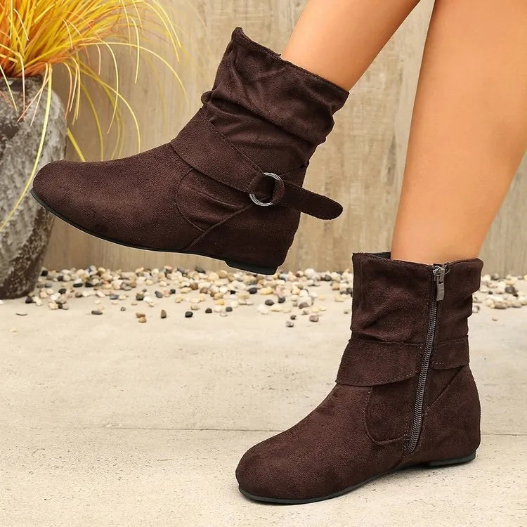 Women's Buckle Side-Zip Ankle Boots