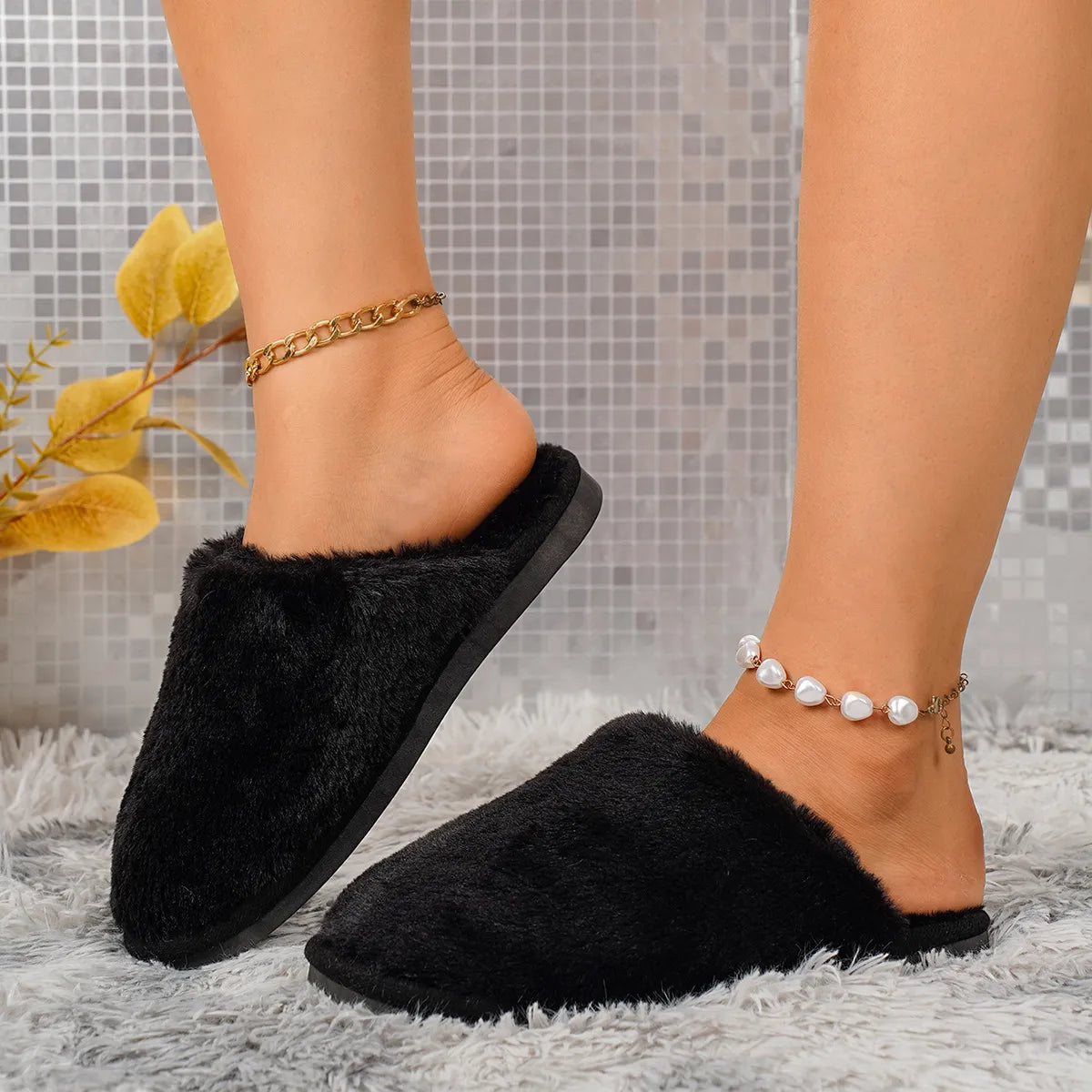 Women's Plush Slip-On House Slippers