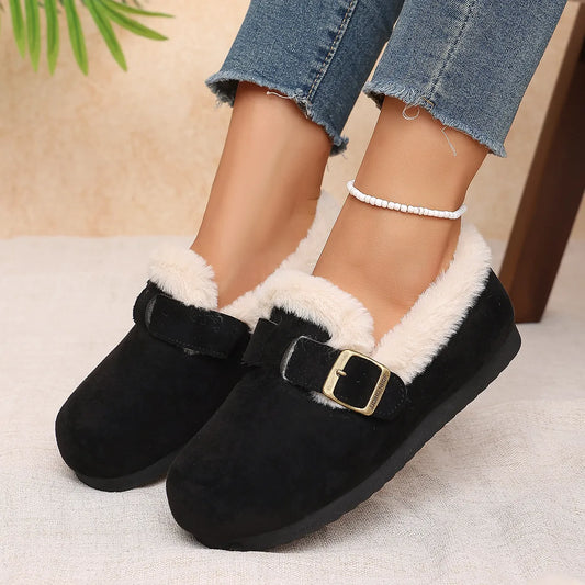 Women's Cosy Faux Fur Buckle Slip-On Shoes