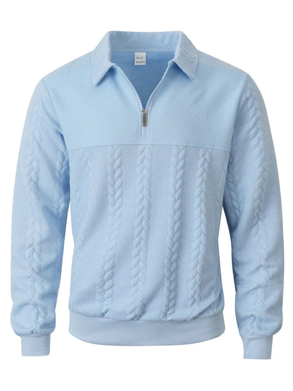 Men's Cable Texture Zip Collar Jumper